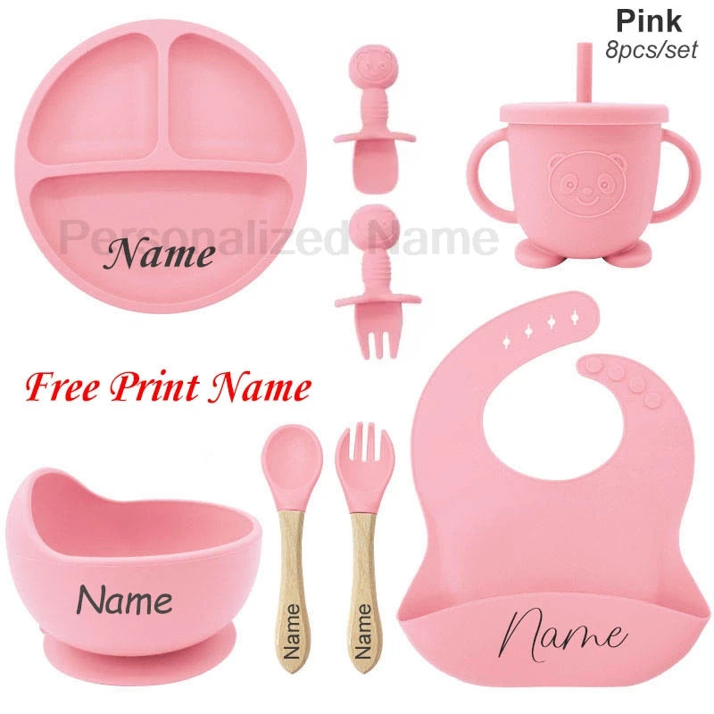 Set de Alimentación Personalizado para Bebé | Silicona | Plato, Bol y Vaso | Regalo 🍼