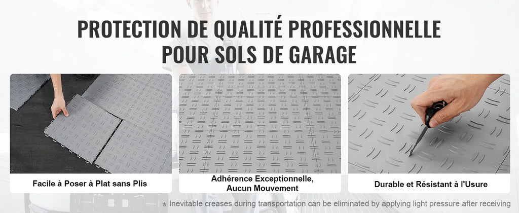 SucceBuy Garage Tiles Interlocking Garage Floor Covering Tiles Non-Slip Double-Sided Texture for Garages Basements Repair Shops