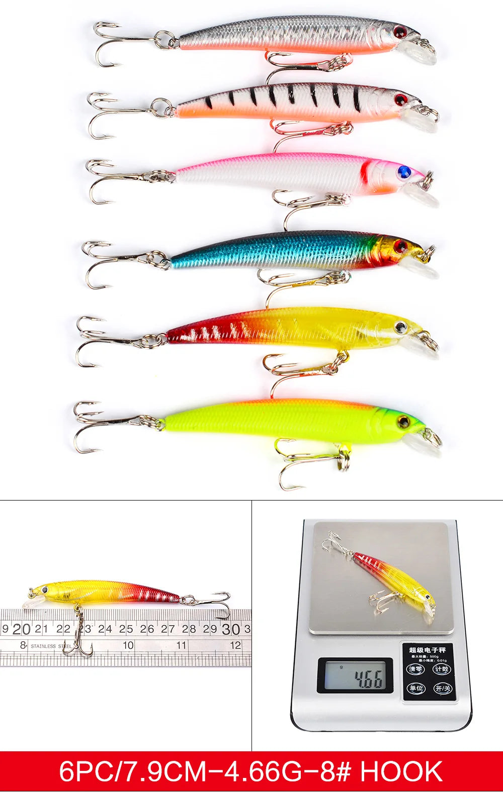 Set Múltiple Señuelos Ruia | Minnow Biónico | Crankbait Hundimiento | Bass | Wobbler con Anzuelos Triples - Firu Total Sales