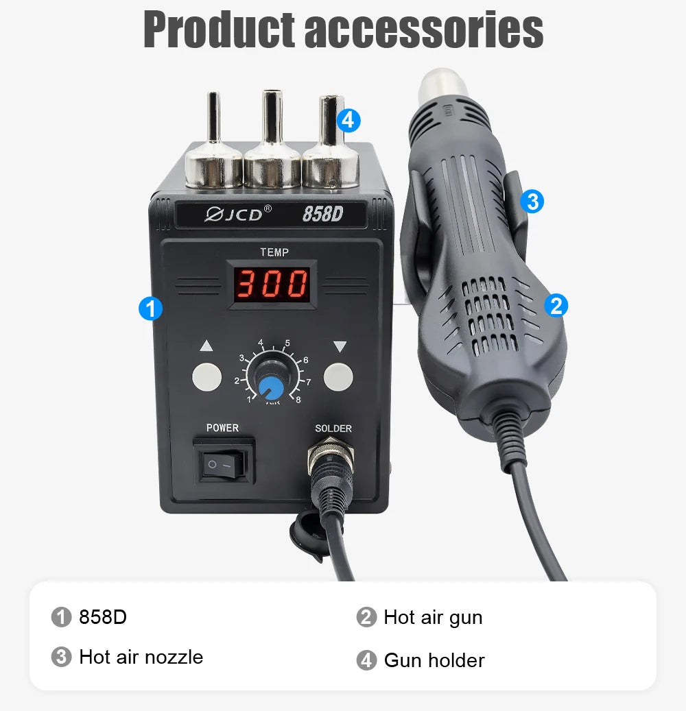 JCD 8208 Heat Gun Micro Soldering Station 750W Soldering Hot Air Gun LCD Digital Hair Dryer For BGA IC Welding Repair Tools