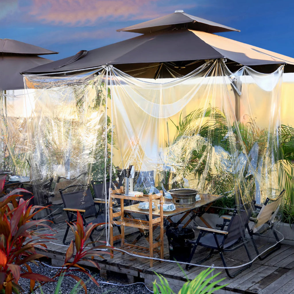 Clear Tarps Heavy Duty PVC, Transparent Tarp Durable Waterproof Dustproof Windproof Tarpaulin with Grommets & Ropes for Patio