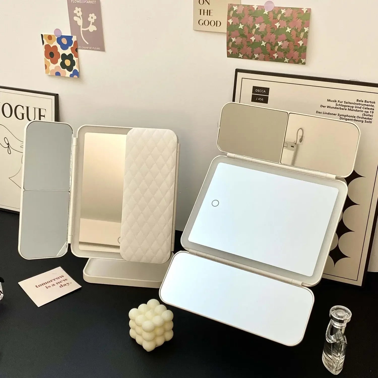 Espejo Maquillaje Plegable 3 Paneles con Luces LED | Luz de Relleno Inteligente | Tocador y Dormitorio - Firu Total Sales