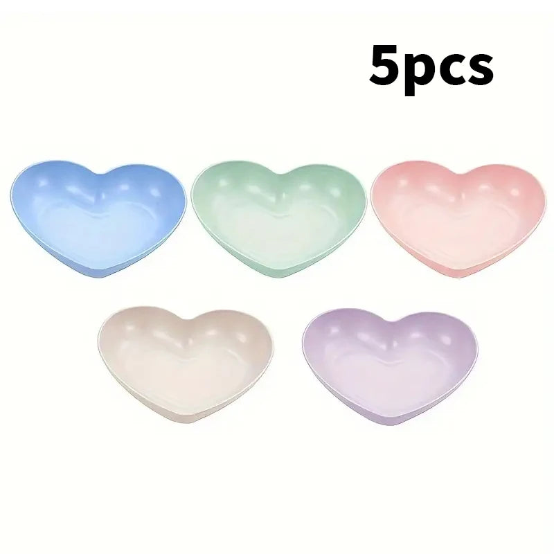 5pcs Love plate Home table bone spitting plate Snack plate Dessert plate Reusable plastic plate