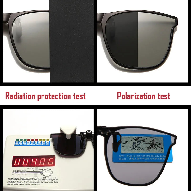 Polarized Clip On Sunglasses Men Photochromic Car Driver Goggles Night Vision Glasses Anti Glare Vintage Square Glasses Oculos