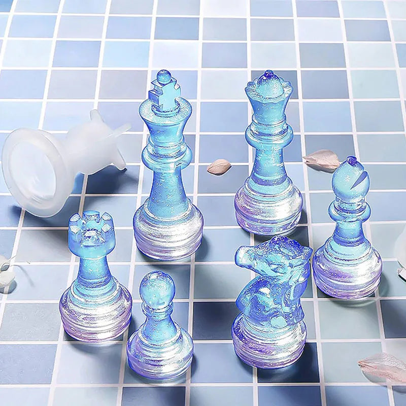 Moldes de Silicona 3D para Ajedrez y Damas | 7/16pcs | Resina DIY Juegos ♟️