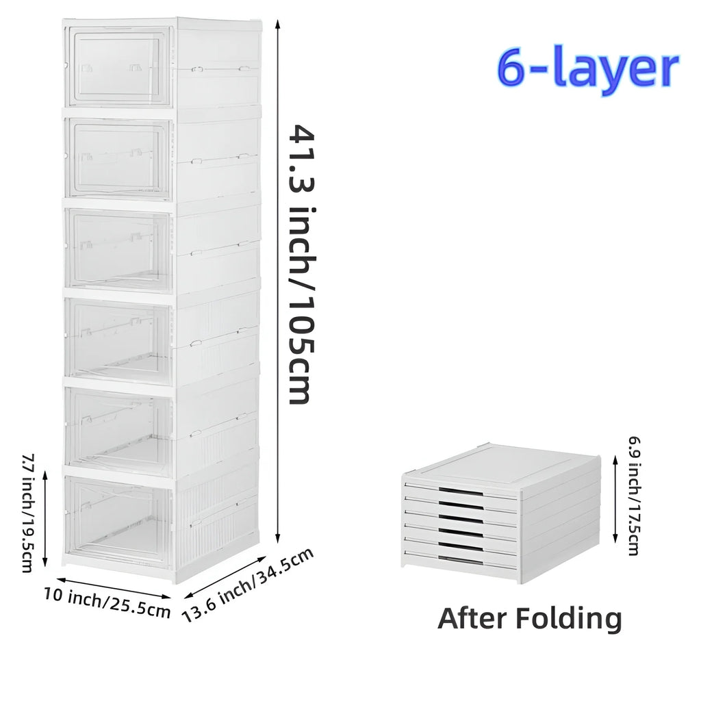 1x/2x Clear Shoes Cabinet Foldable Sneaker Shoes Storage Organizers Dustproof Thickening shoes Boxes High-top Shoe Rack Shelf