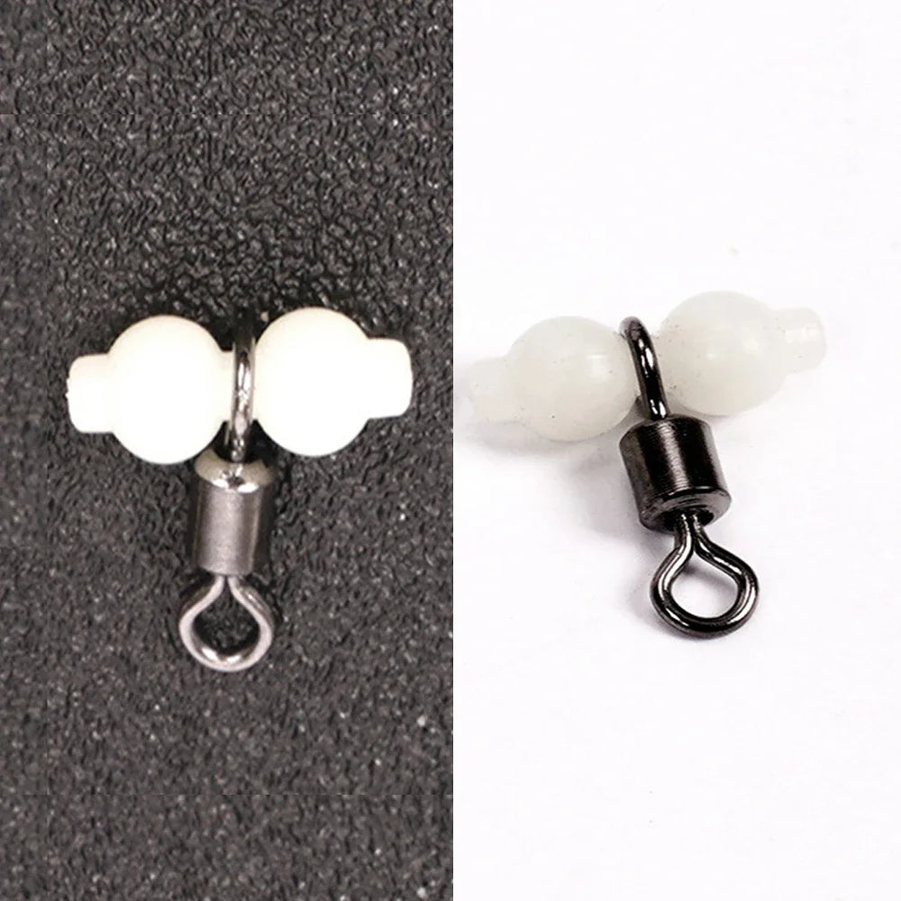 20pcs Luminous Cross Line Rolling Fishing Swivel 3 Way Fishing Line Connector Swivel