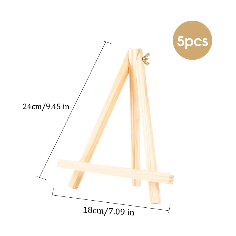 5 pcs Mini Wooden Easel for Mobile Phone Holders,Folding Desktop Display,Triangle Bracket,Drawing Board,Art Supplies