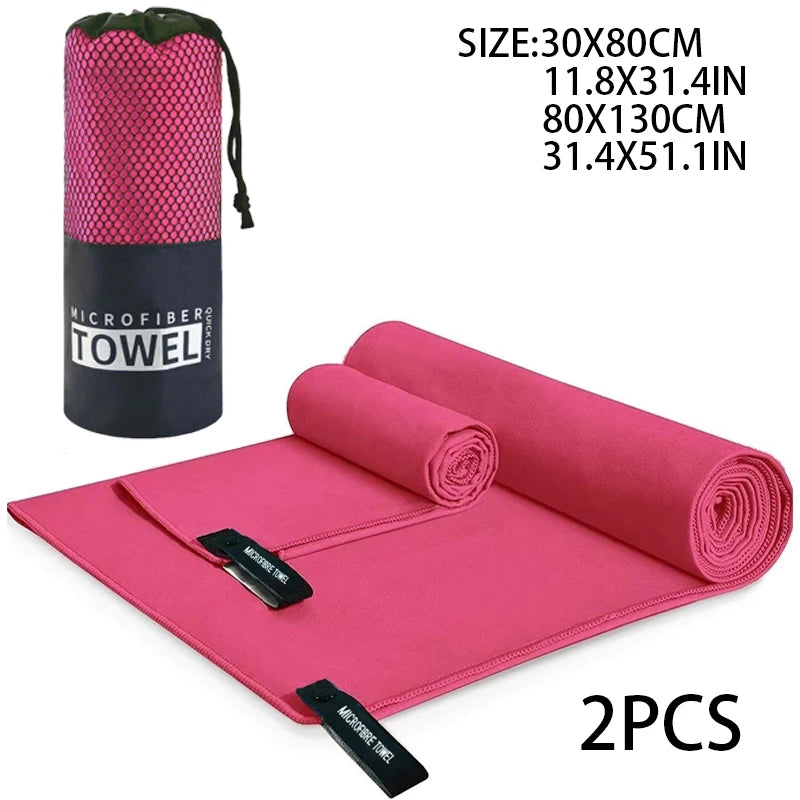 2-pcs Microfibre set sports towel fitness swimming towel body bath towel canbeused for yoga running camping beach WashclothTowel