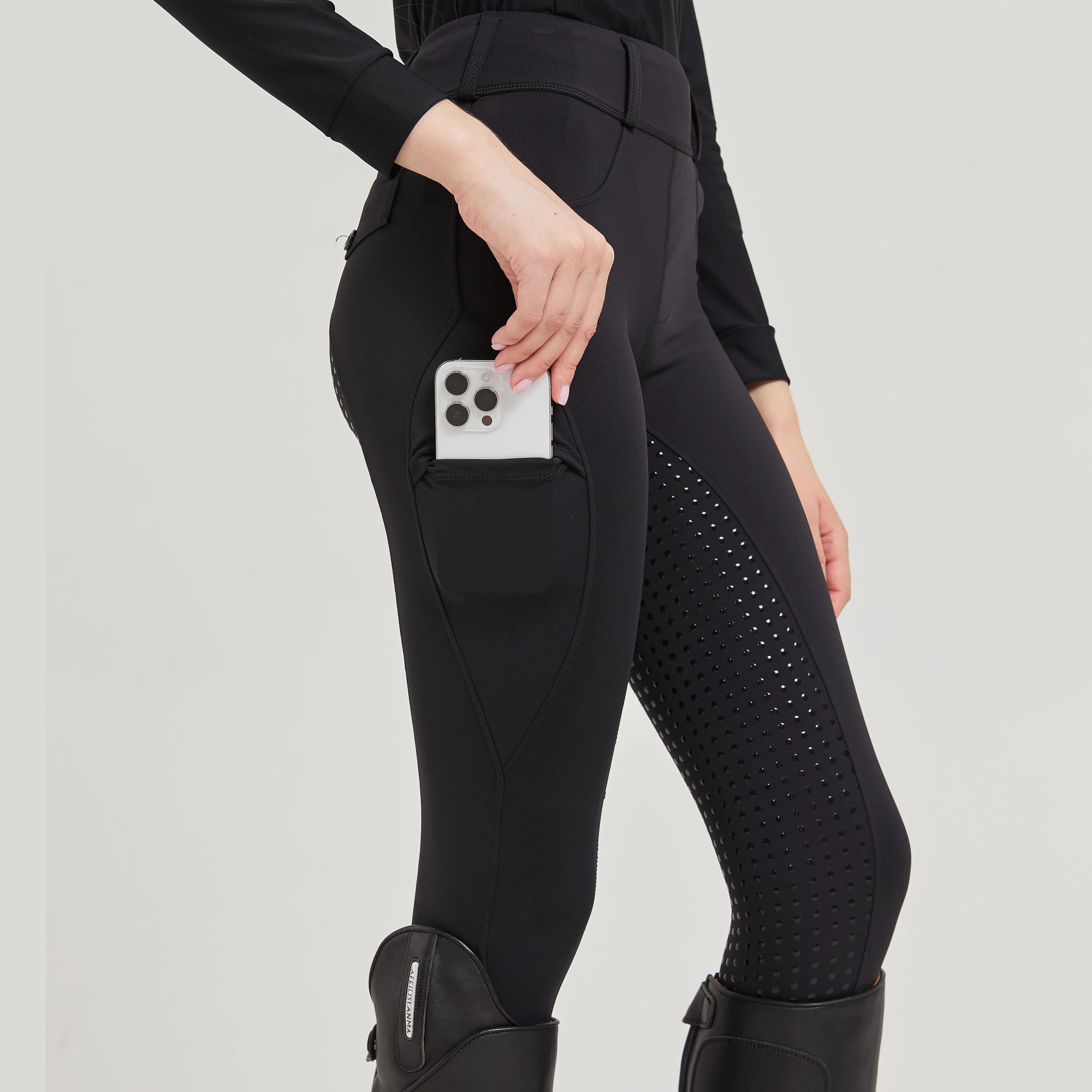 Professional equestrian pants full silicone quick-dry elastic tight equestrian sports pants anti-slip riding pants thick wear-re