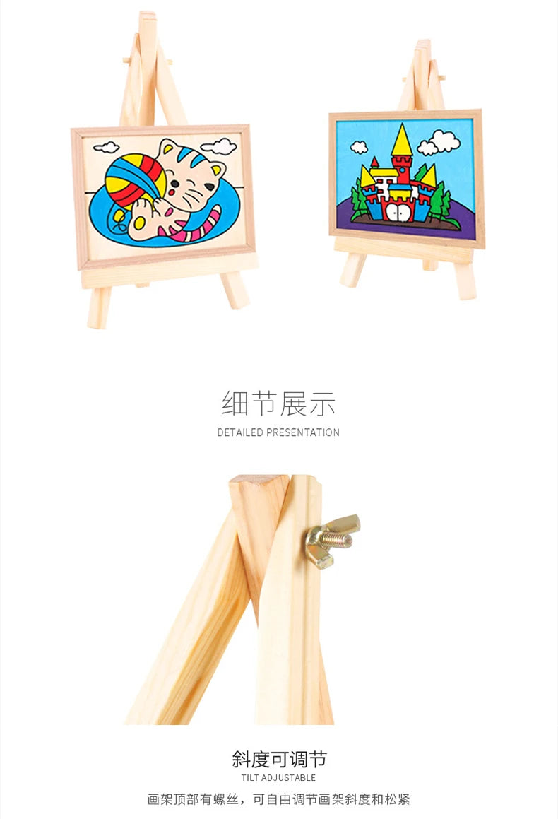 5 pcs Mini Wooden Easel for Mobile Phone Holders,Folding Desktop Display,Triangle Bracket,Drawing Board,Art Supplies