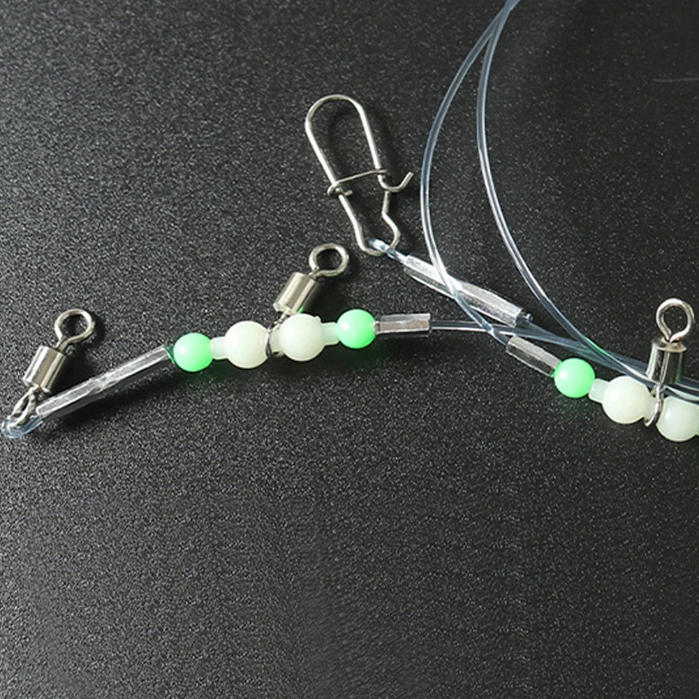 Night Glow Fishing Leaders Fishing Leader Line with Swivels and Snaps Luminous Fish Wire Leaders for Saltwater Freshwater