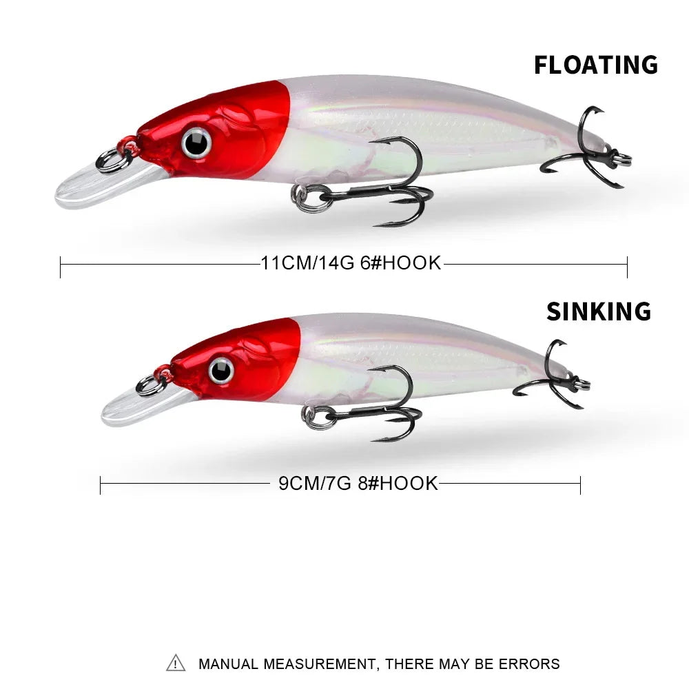 SANMO Minnow Biónico Luminoso | 7g/14g/40g | 90/110/160mm | Flotante | Longcast | Mar, Lago y Río - Firu Total Sales