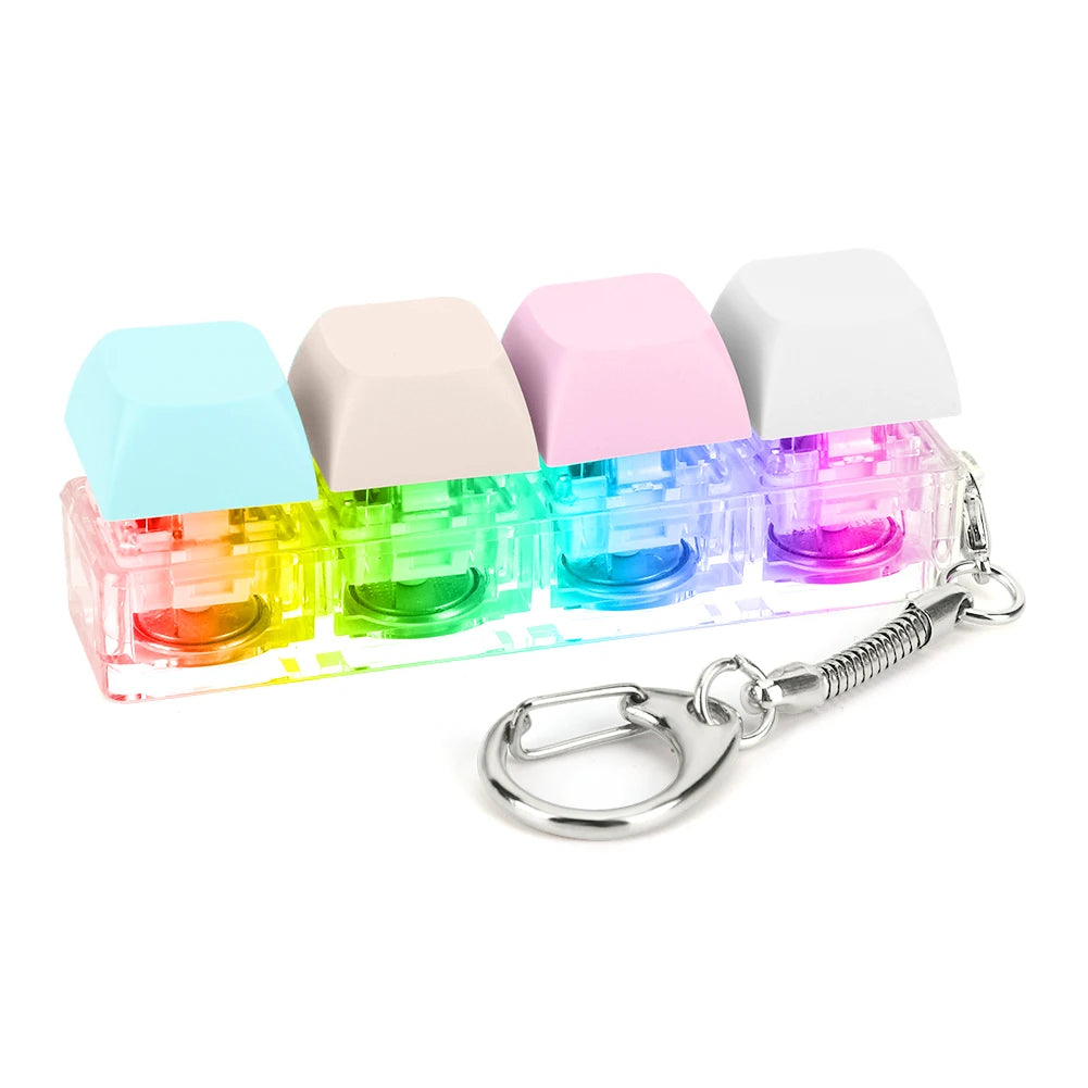 4 Keys Button Keycap Fidget Keychain Keyboard Key Toy Keyboard Clicker Toy Keyboard Cube Toy for Adult Gifts To Relief Pass Time