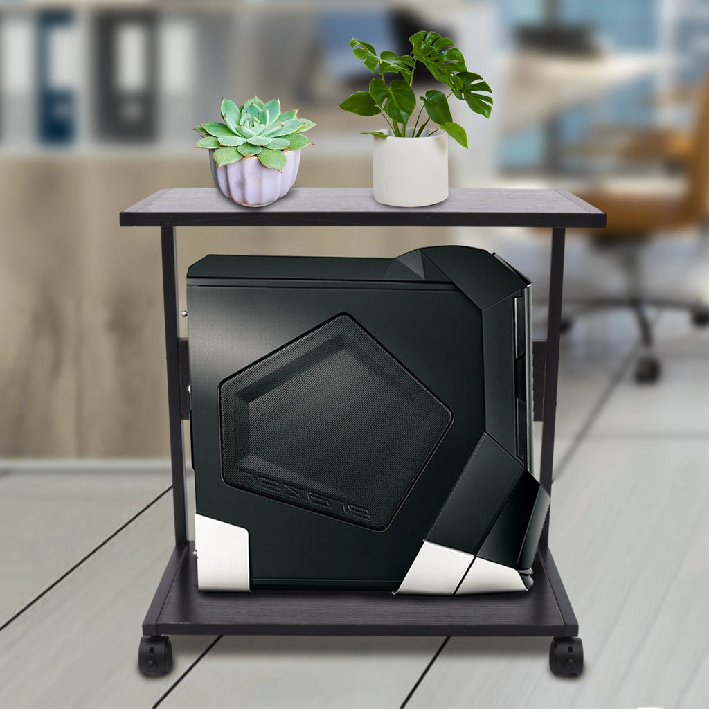 2-Tier Computer Case Stand, PC Tower Stand with Lockable Wheels, Under Desk Computer Holder Fits Most PC
