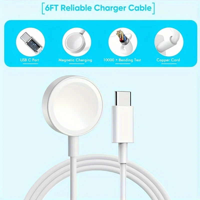 Dual 40W USB C Charger Plug With 6FT USB-C To C/iWatch Magnetic Fast Charging Cable For Apple Watch Series And For IPhone 15 - Firu Total Sales