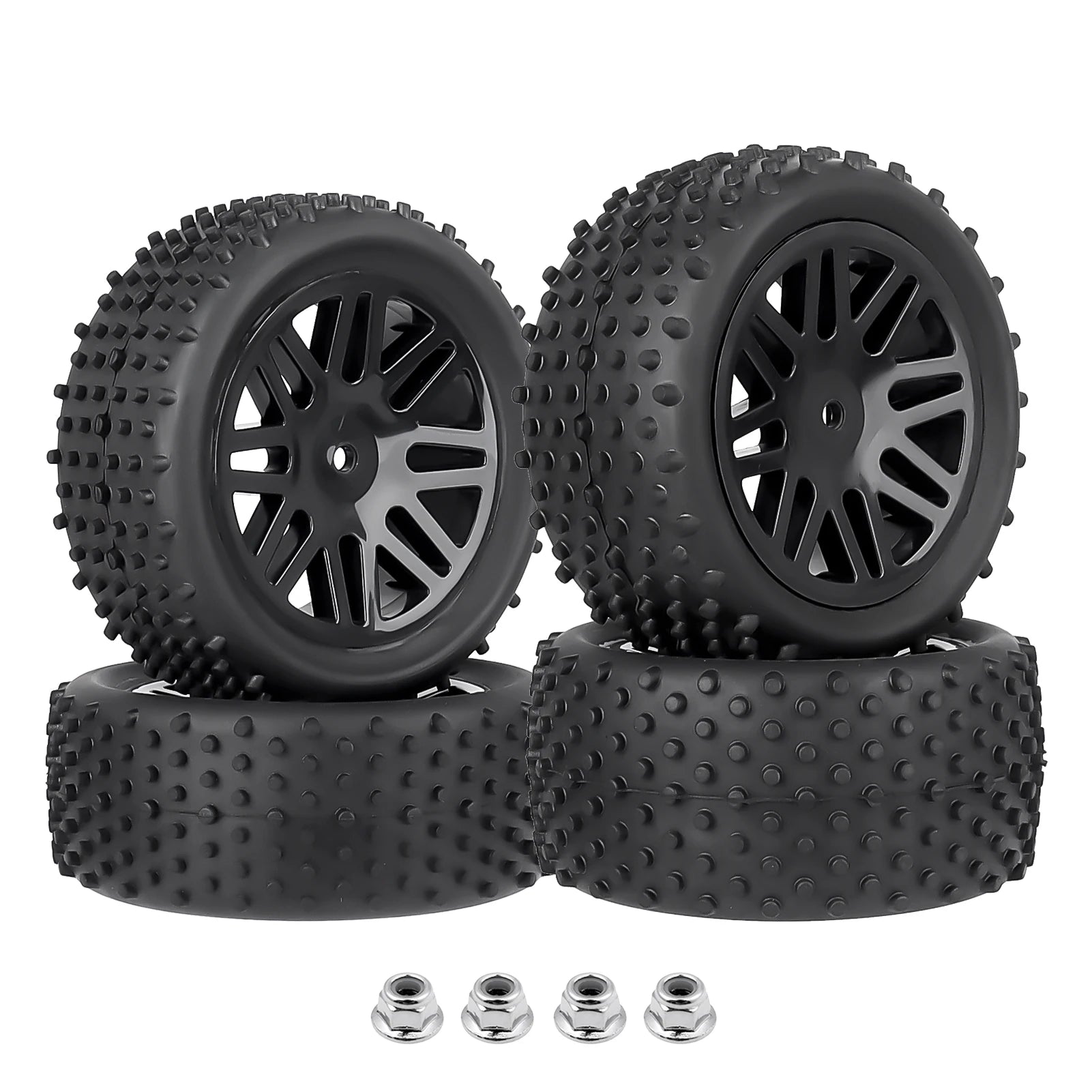 4pcs-Pack HobbyPark Pre-Glued Front & Rear Wheels and Tires Buggy Tyres for 1/10 offroad rc car accessories