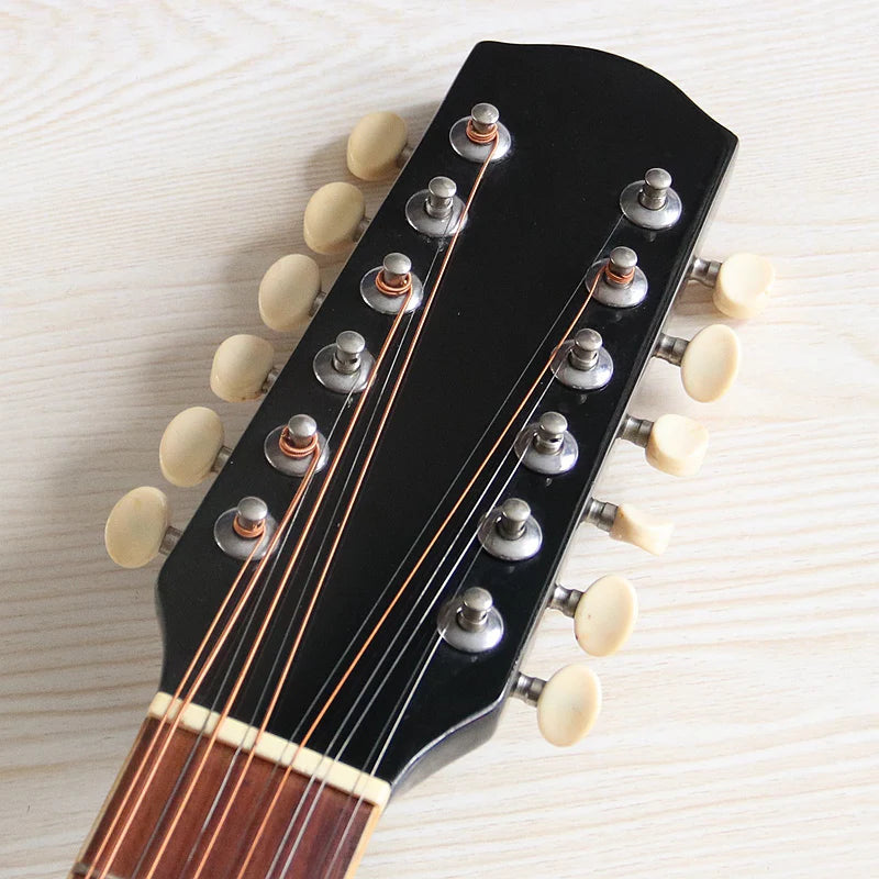 Guitarra Acústica de 12 Cuerdas 41" | Madera Spruce | Diseño Folk | Negro y Natural 🎸