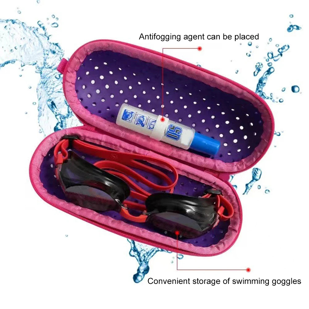 Swim Goggle Case Goggles Protective Case with Clip & Drain Holes Zipper Eyeglasses Case Portable Breathable for Outdoor Swimming