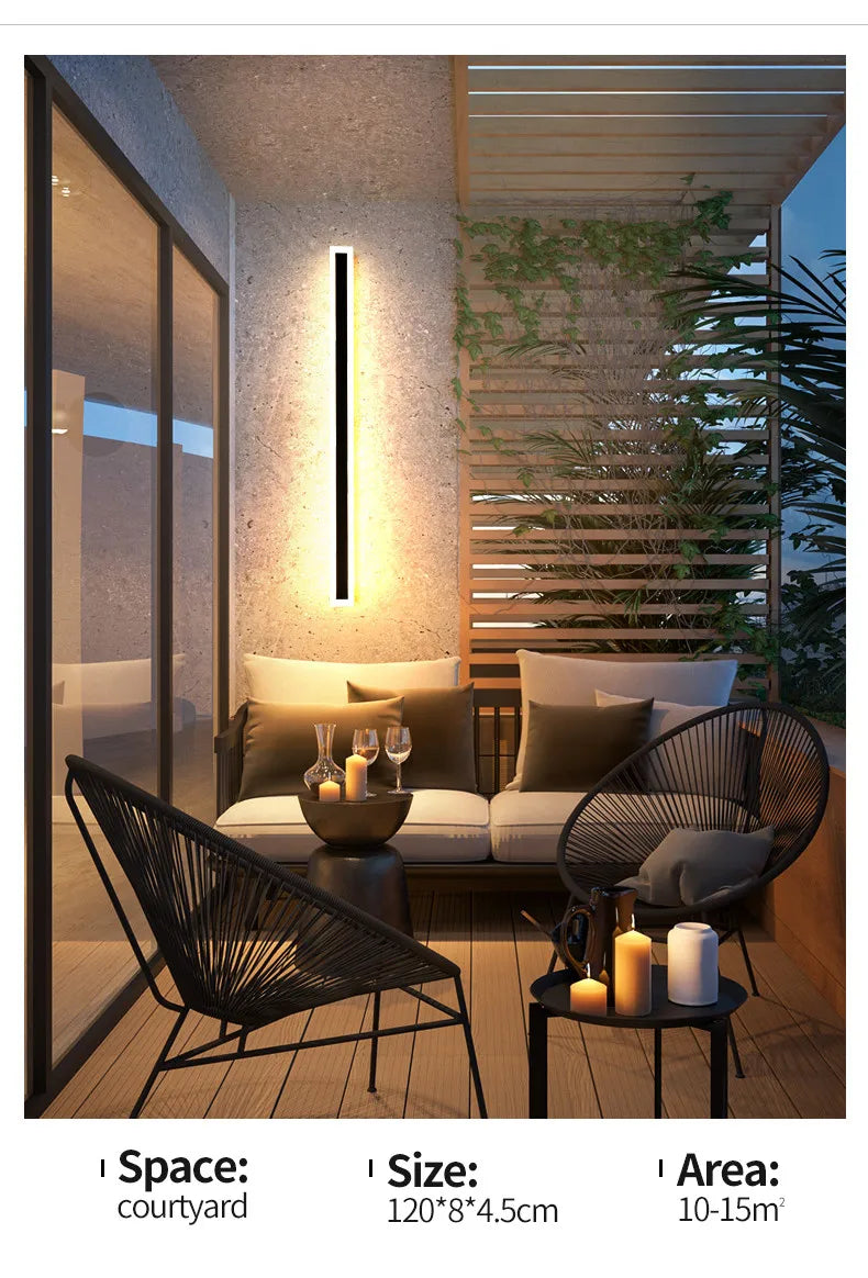 Modern Waterproof outdoor Long Strip LED wall lamps IP65 Aluminum Wall Light Garden porch Sconce Lights 110V 220V wall washer