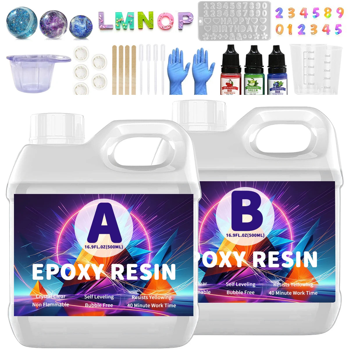 Resina Epoxi AB 500ML Curado Rápido | Alta Transparencia | Joyería y Manualidades ✨