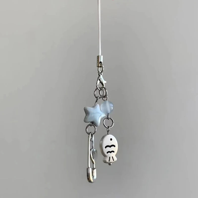 Summer Small Fish Star Charm Keychain Phone Lanyard Keyring Bag Pendant Accessory Aesthetic Y2k Jewelry