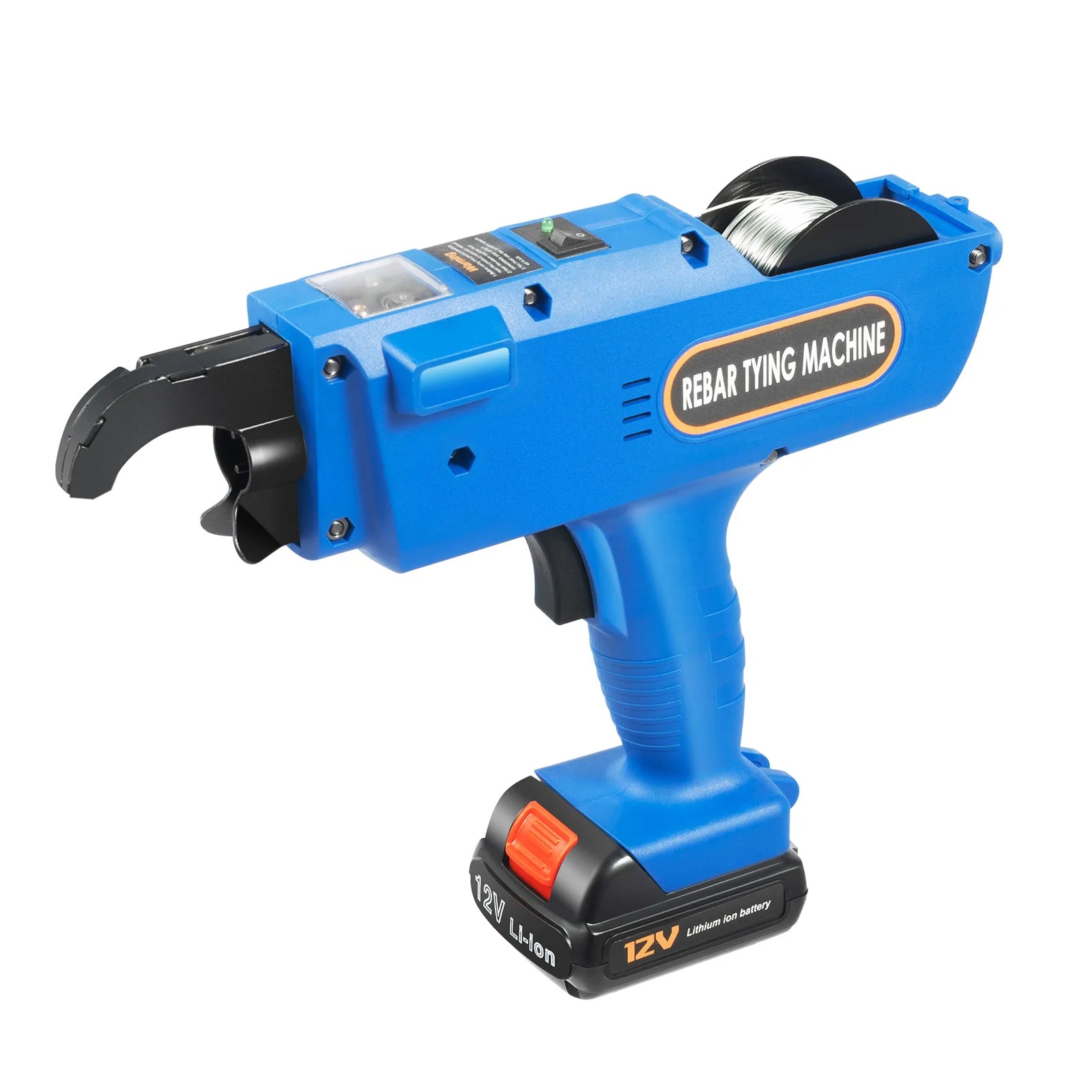 8mm-34mm Automatic Rebar Tier Binding Machine 12V 4500mAh Electric Handheld Rebar Tying Machine Wire Pliers Tool Kit w/Batteries