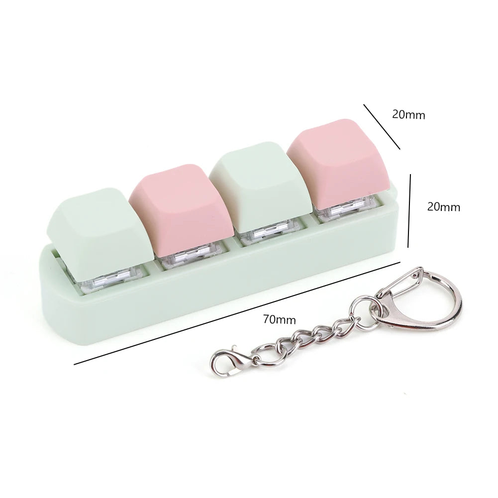 4 Keys Button Keycap Fidget Keychain Keyboard Key Toy Keyboard Clicker Toy Keyboard Cube Toy for Adult Gifts To Relief Pass Time