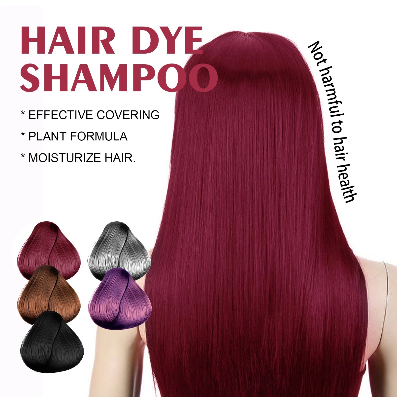 Instant Coloring Shampoo Natural 5 Colors for Men Women DIY Hair Dye Coloring Care Gentle Non-Irritating 100ml Hair Dye Shampoo