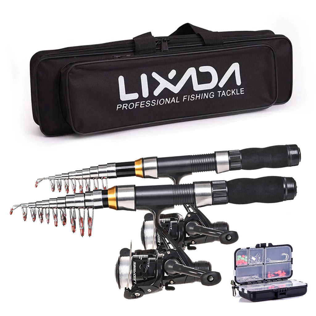 Lixada 2.1-2.3m Carbon Fiber Telescopic Rod & Spinning Reel Combo | Full Gear Set + Bag