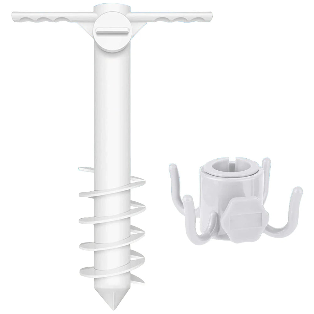 3/5 Spin Inserts Spiral Umbrella Plug with Hook Spike Auger Keep Holder Windproof Sunshade Bracket Equipment for Sand Soil Grass