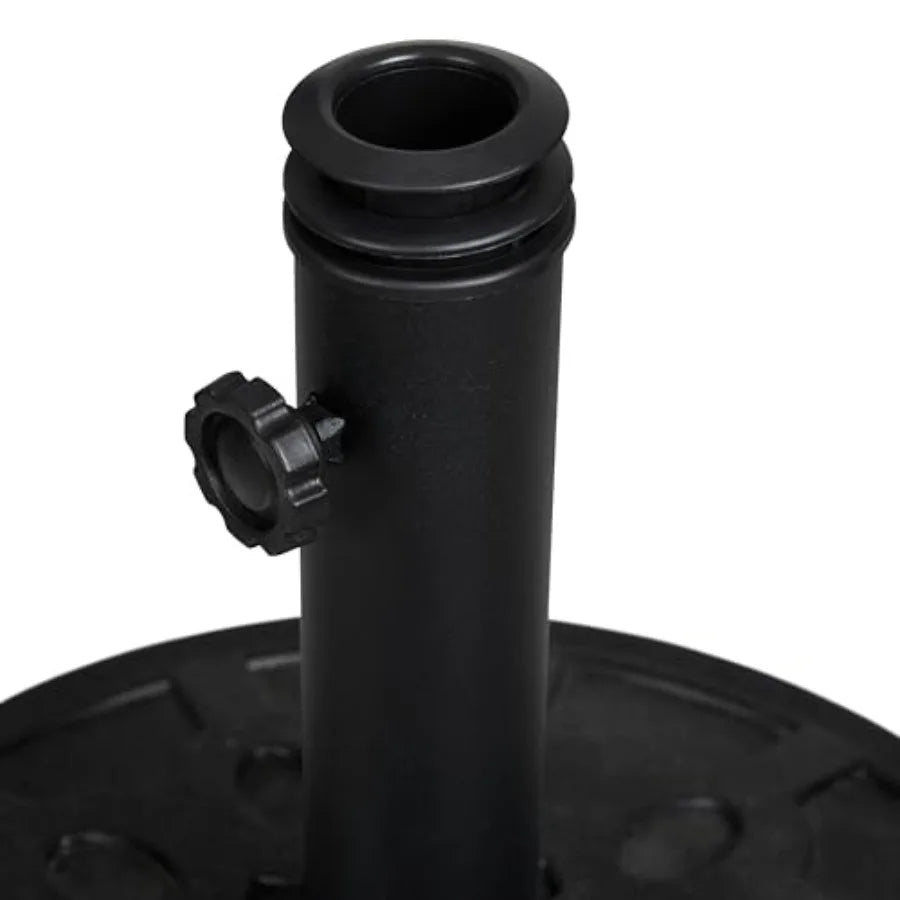 Backyard Expressions 20 lb Round Patio Umbrella Base Heavy Duty Resin-Coated Calcium Carbonate Stand with Adjustable Pole Adapt