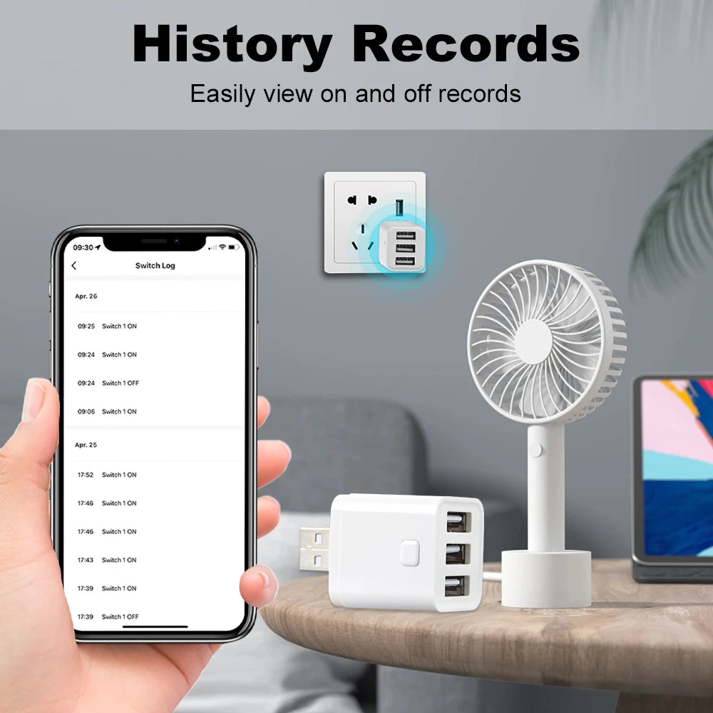 Work With Tuya WiFi/Zigbee Smart Micro 1 2 3 USB Adaptor Switch 5V Mini USB Power Adaptor Plug for Alexa Google Yandex Alice