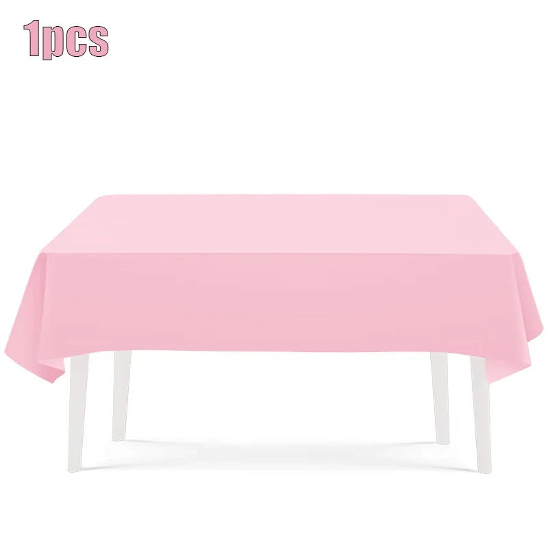 Solid Color Pink Disposable Kids Party Tableware Supplies Napkin Cup Plate Knife Fork Spoon Kids Birthday Party Supplies