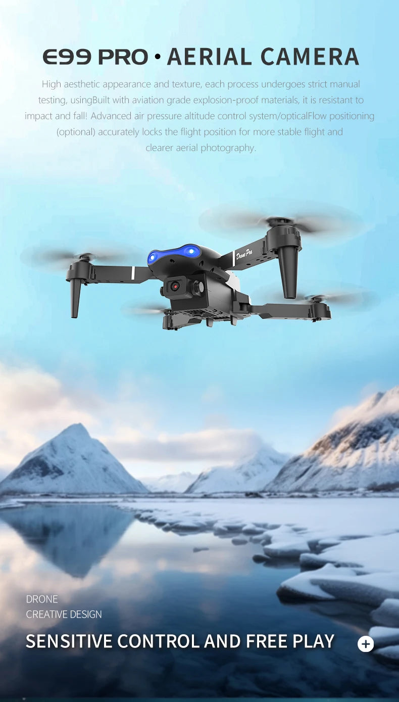 Drone E99 Pro | Cámara Dual HD | Flash | WiFi | Evitación de Obstáculos | Fotografía Aérea | Quadcopter