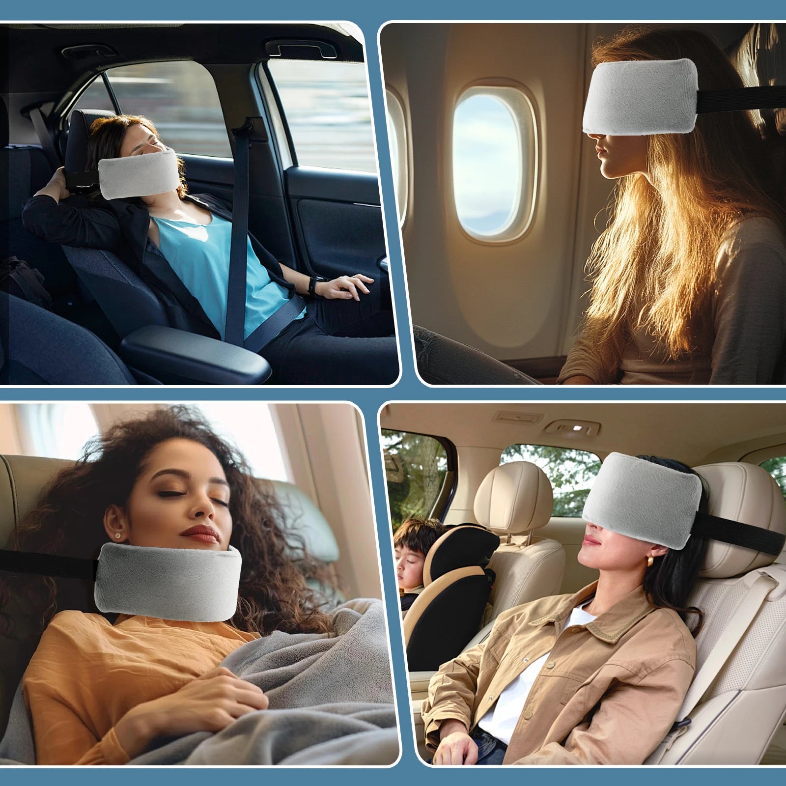 2Pcs Head Support Strap Adjustable Travel Pillow Airplanes Neck Support Band Portable Cars Seat Sleep Aid Head Fixed Strap