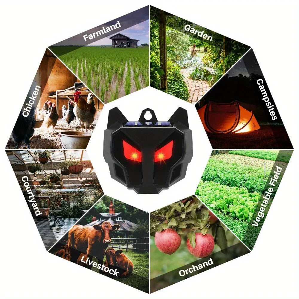 4 Pack Solar Nocturnal Animal Repeller Outdoor, Predator Deterrent with Red Lights, Wild Animals Repellent