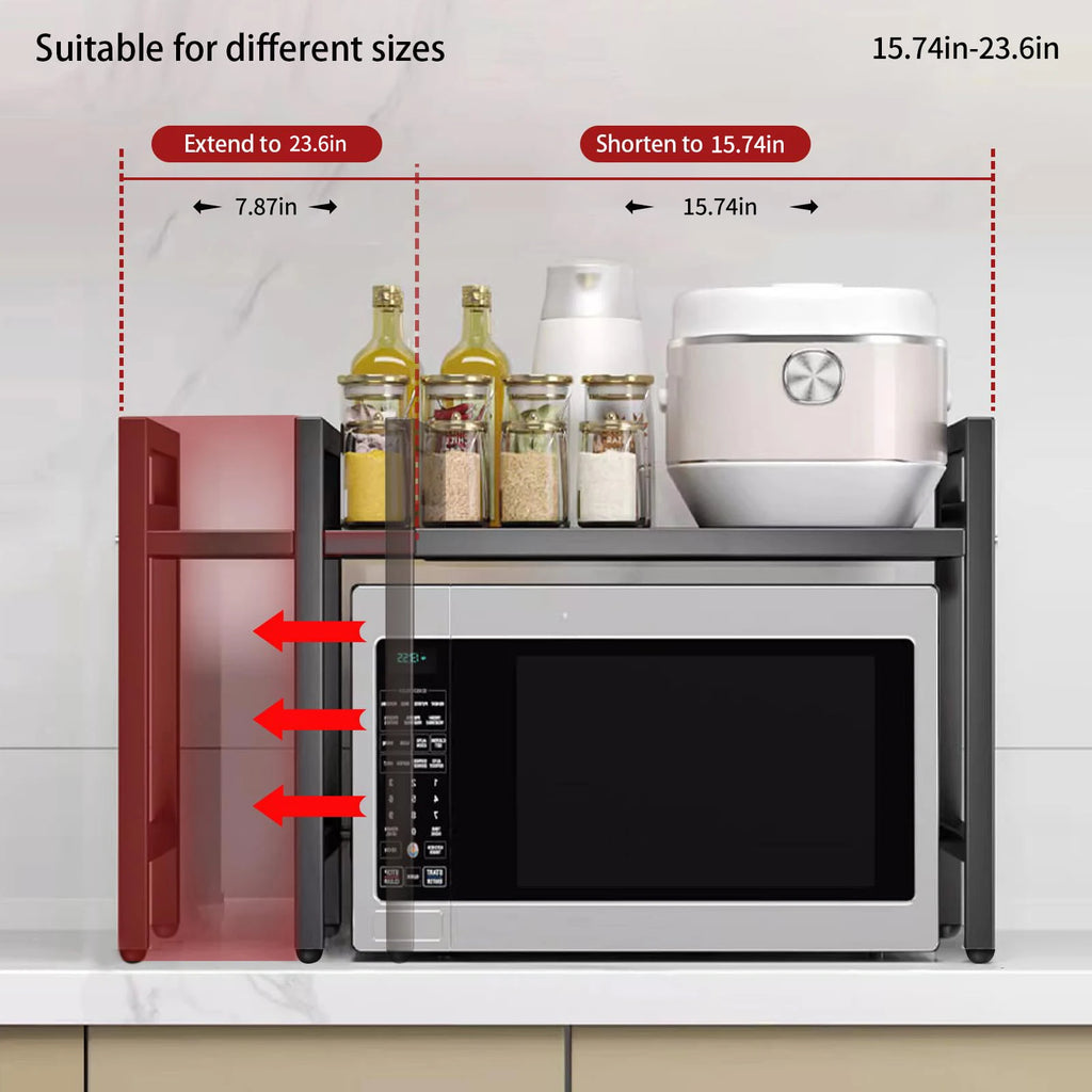 Estante Extensible para Microondas 42-64cm | Organizador de Encimera | Resistente a Humedad