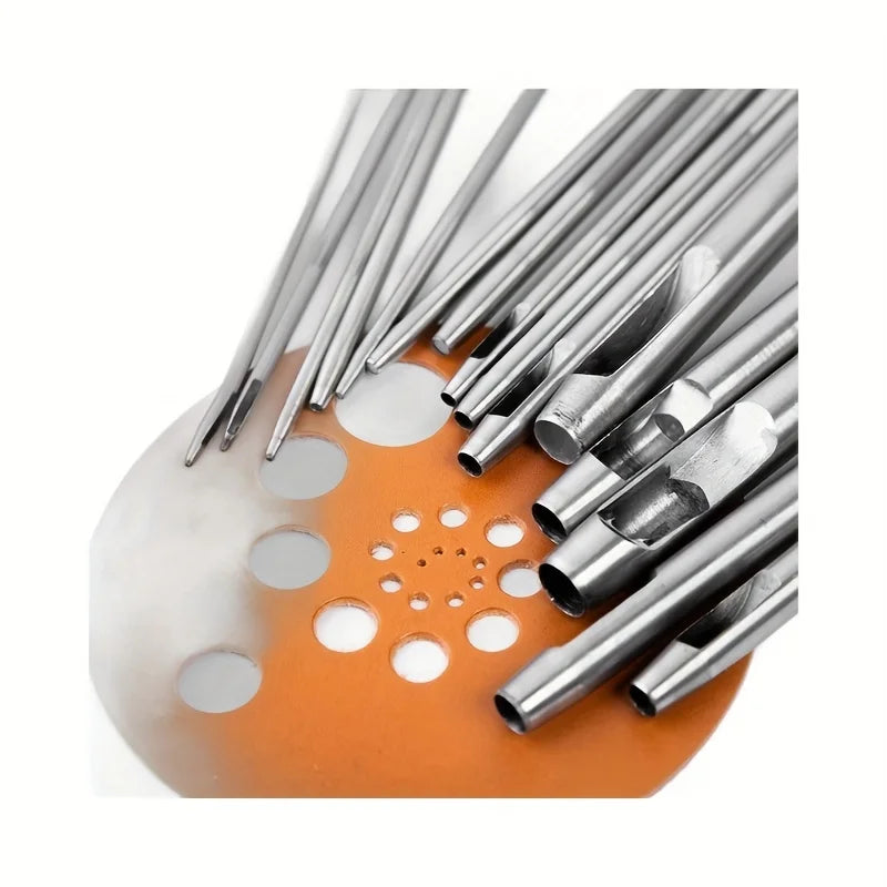 10-Piece Set Carbon Steel Faux Leather Punch Kit - round Cutter for Watch Straps Belts And Paper Art with Smooth Edge Design