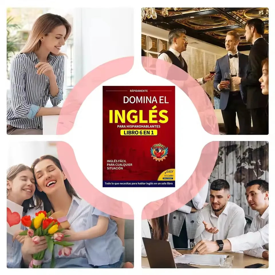 Beginner English Books 6-in-1 Spanish Edition - Easy Language Learning Workbook with Dictionary for Reading Study Supplies