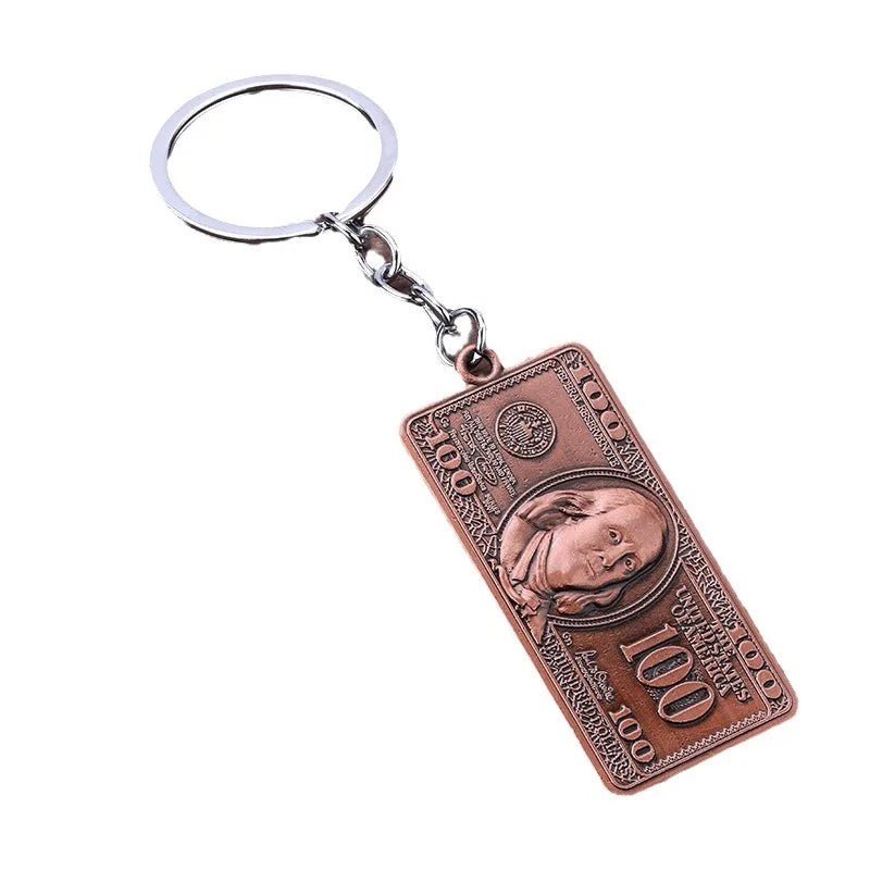 3D Mini Dollar Model Keychain Accessories Retro Keyring Money Bag Couple Matching Airpods Keychain Pendant
