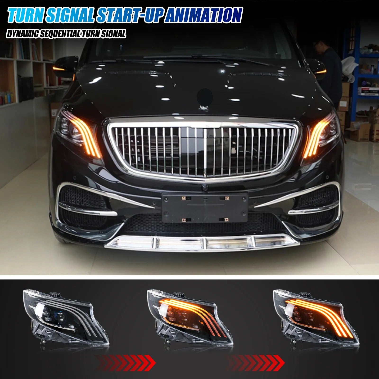 Faros LED Xunder Mercedes Benz Vito W447 / Metris 2016-2023 | Proyector | Intermitente Secuencial | Plug & Play