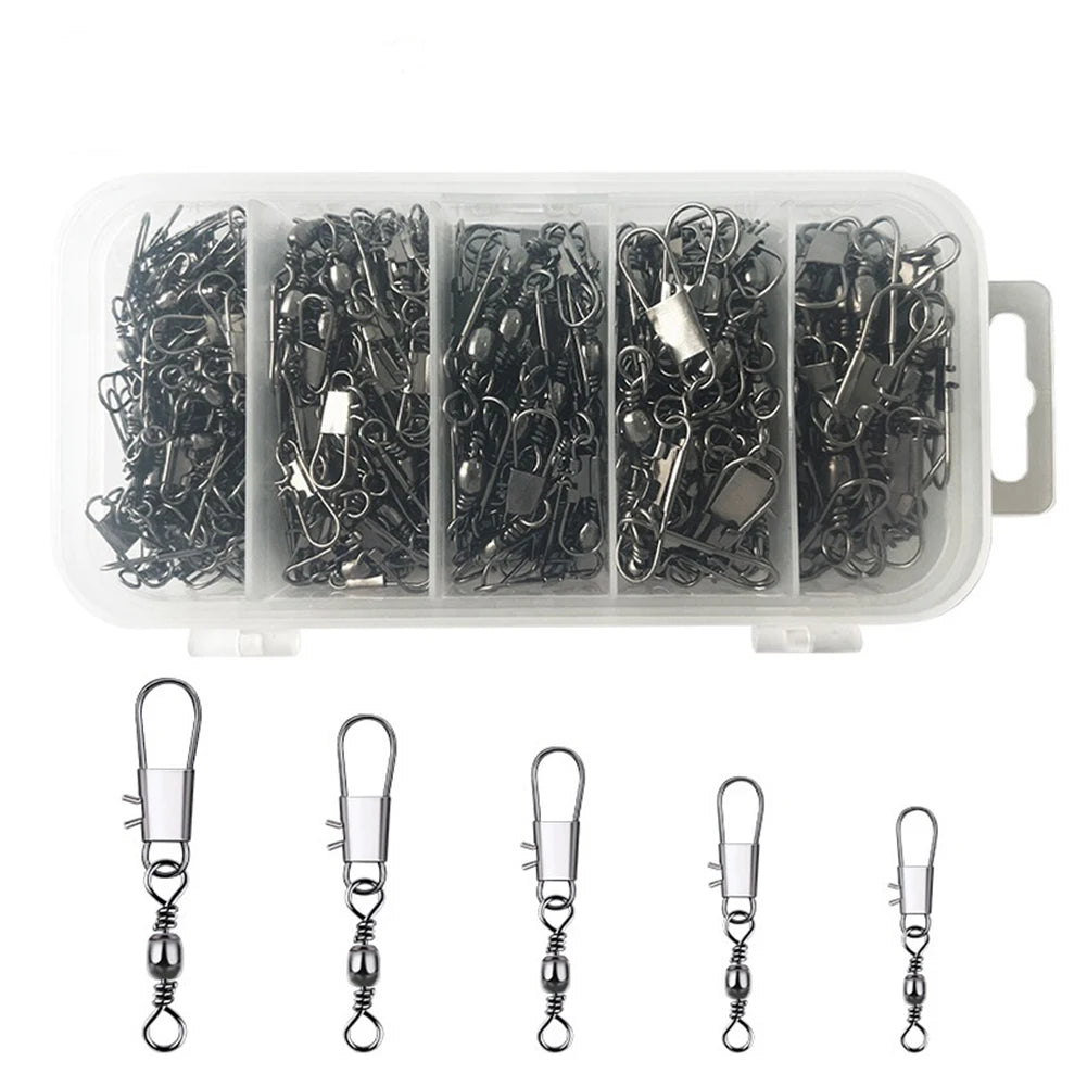 200pcs Bearing Rolling Swivel with Interlock Snap Rolling  Swivel Fishing Swivels for Connecting Fishing Line and Lures