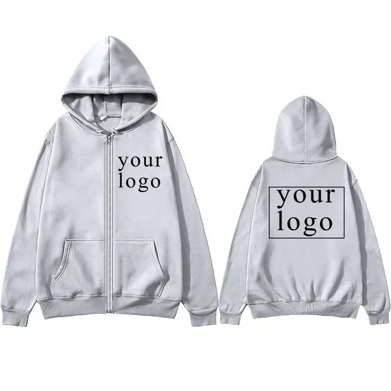 Hoodie Cardigan con Cremallera DIY 2025 | Logo Personalizado | Hombre y Mujer 👕