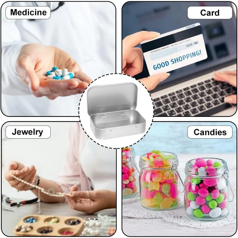 Mini Metal Box Tin-Plated Slide Cover Storage Box Portable Jewelry Pill Cosmetic Cases Home Rectangular Empty Storage Container