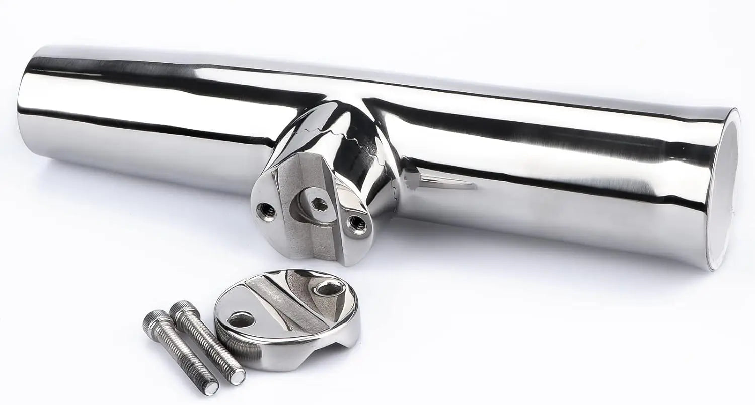 2PCS Adjustable Fishing Rod Holders, 316 Stainless Steel Clamp for 7/8" to 1" Rail, Tournament Style