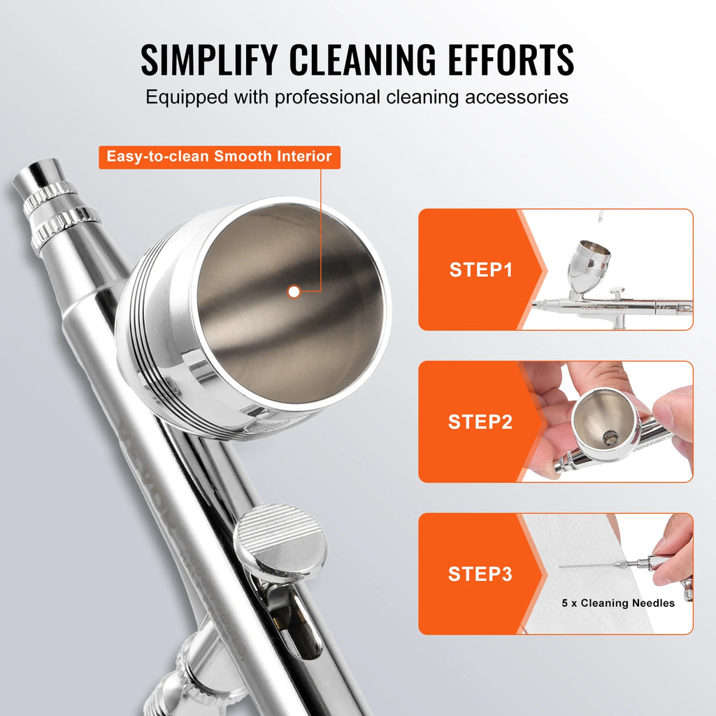 SucceBuy Airbrush Gun Dual Action Gravity Feed 0.3 mm and 0.5 mm Nozzles Airbrush Kit with 2/7/12ml Copper Cups and Cleaning