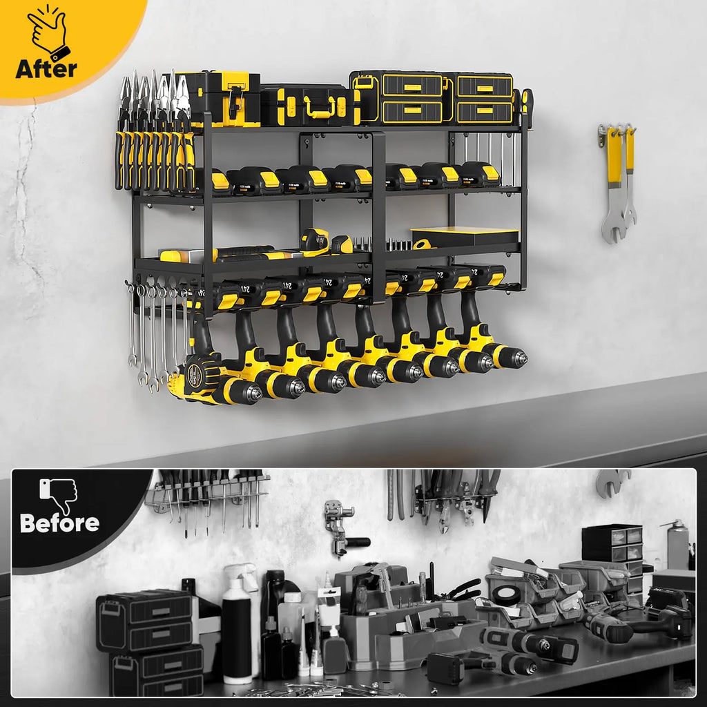 Power Tool Organizer Wall Mount, Extended Large Heavy Duty Drill Holder, 4 Layer Garage and Storage, Suitable Utility Racks
