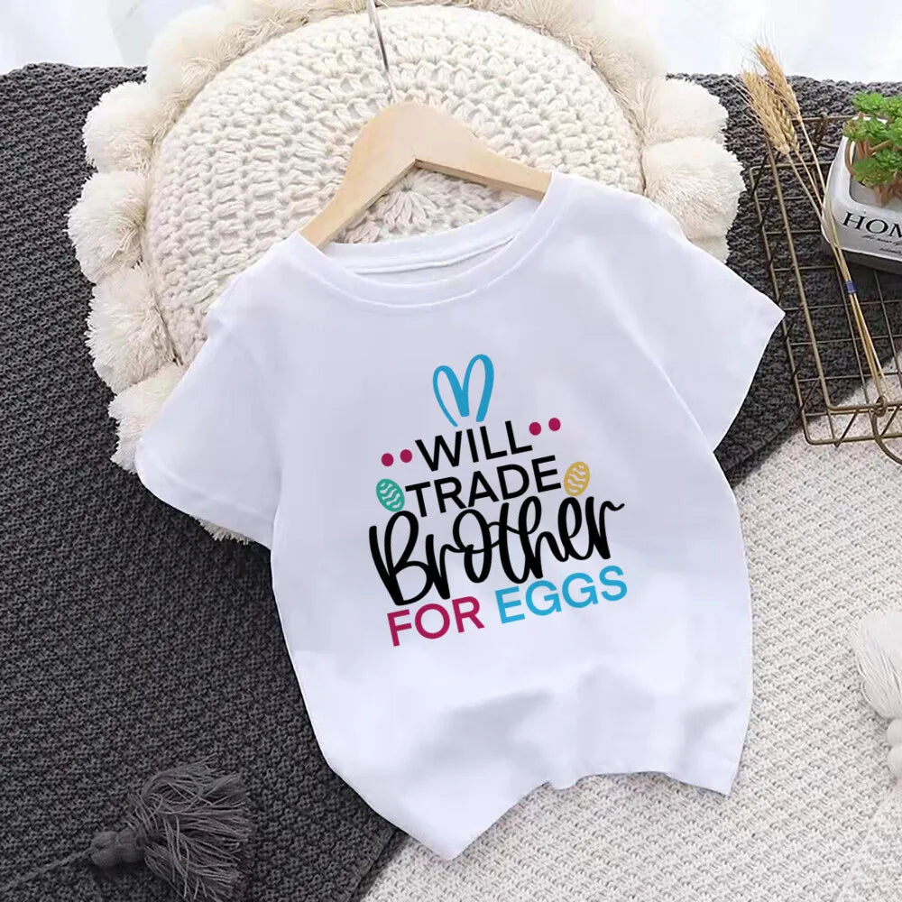 Camiseta de Pascua para Niños | Diseño Conejo | Hermanos a Juego