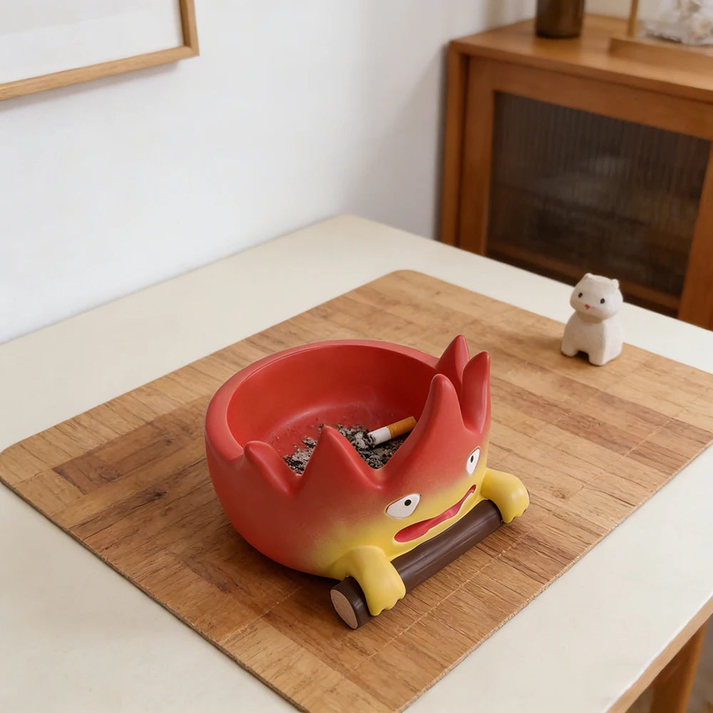 Cartoon Cute Little Flame Ashtray Home Desktop Ornament Creative Fire Shaped Ashtray Anti Fly Ash Ashtray Decoration Gift